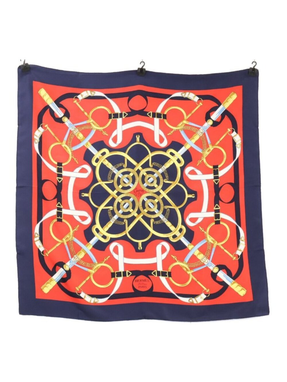 Hermes Eperon D'or Yellow Gold Spurs Silk Carre 90 Scarf - Picture 1 of 5
